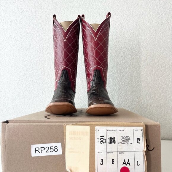 NEW Rod Patrick Mens Cowboy Boots 8 AA Brown Mocha Bison Square Toe Western - Picture 11 of 12